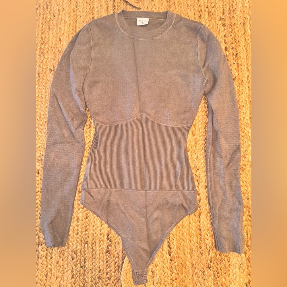 Abercrombie & Fitch Ribbed Corset Bodysuit